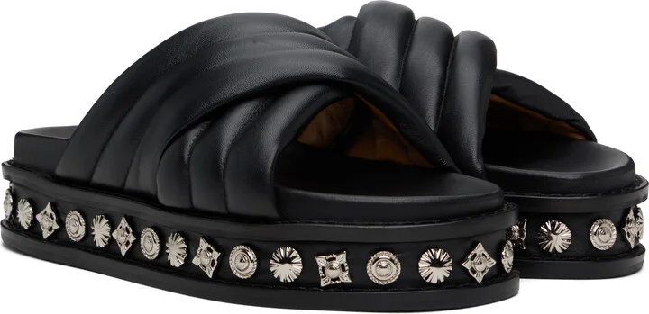 Toga Virilis Black Soft Leather Sandals - Image 4