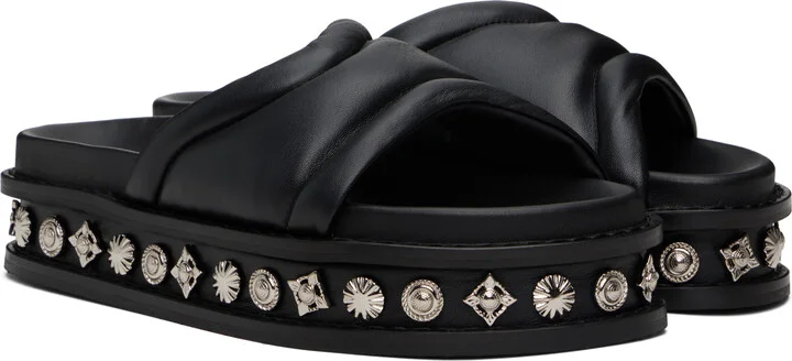 Toga Virilis Black Soft Leather Sandals - Image 4