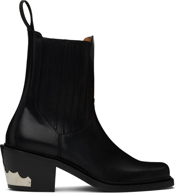 Toga Virilis Black Square Toe Chelsea Boots