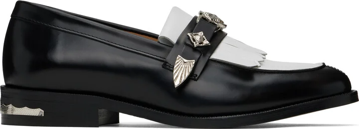 Toga Virilis Black & White Fringe Loafers
