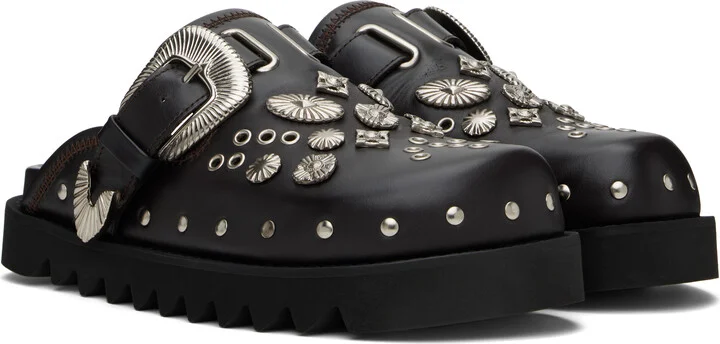 Toga Virilis Brown Eyelet Metal Sabot Loafers - Image 4