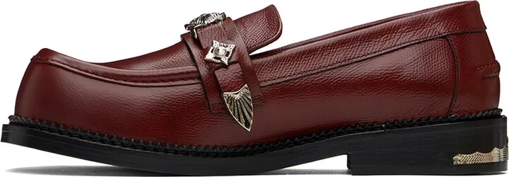 Toga Virilis Burgundy Grained Leather Loafers - Image 3
