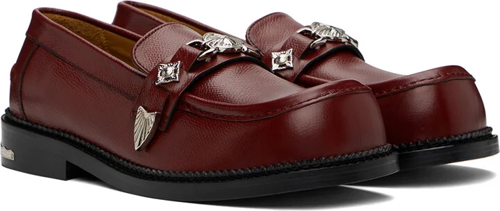 Toga Virilis Burgundy Grained Leather Loafers - Image 4