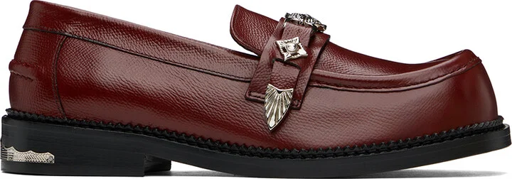 Toga Virilis Burgundy Grained Leather Loafers