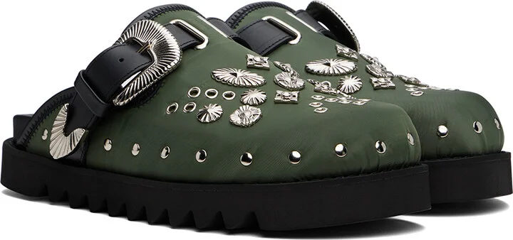 Toga Virilis Green Eyelet Metal Sabot Slip-on Loafers - Image 4
