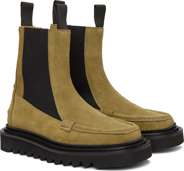 Toga Virilis Khaki Suede Chelsea Boots - Image 4