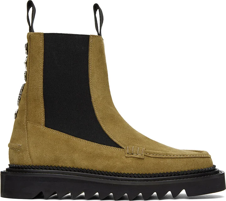 Toga Virilis Khaki Suede Chelsea Boots