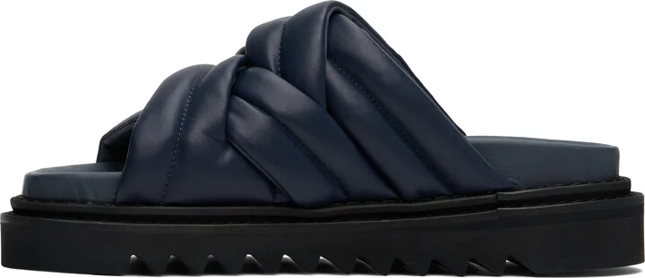 Toga Virilis Navy Padded Leather Sandals - Image 3