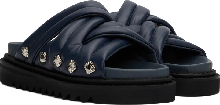 Toga Virilis Navy Padded Leather Sandals - Image 4