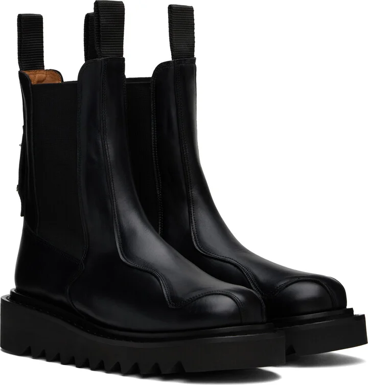 Toga Virilis SSENSE Exclusive Black Ankle High Chelsea Boots - Image 4