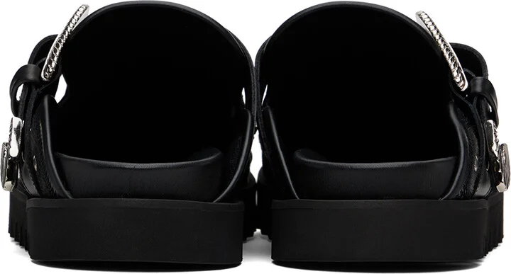 Toga Virilis SSENSE Exclusive Black Eyelet Metal Sabot Slip-On Loafers - Image 2