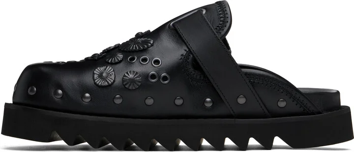 Toga Virilis SSENSE Exclusive Black Eyelet Metal Sabot Slip-on Loafers - Image 3
