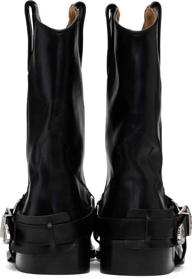 Toga Virilis SSENSE Exclusive Black Hard Leather Boots - Image 2