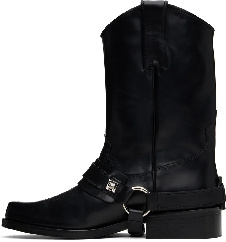 Toga Virilis SSENSE Exclusive Black Hard Leather Boots - Image 3
