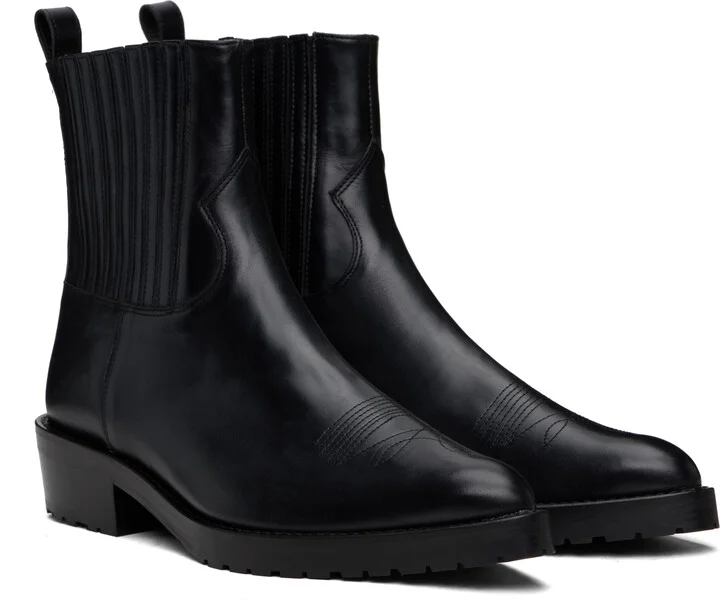 Toga Virilis SSENSE Exclusive Black Hard Leather Chelsea Boots - Image 4