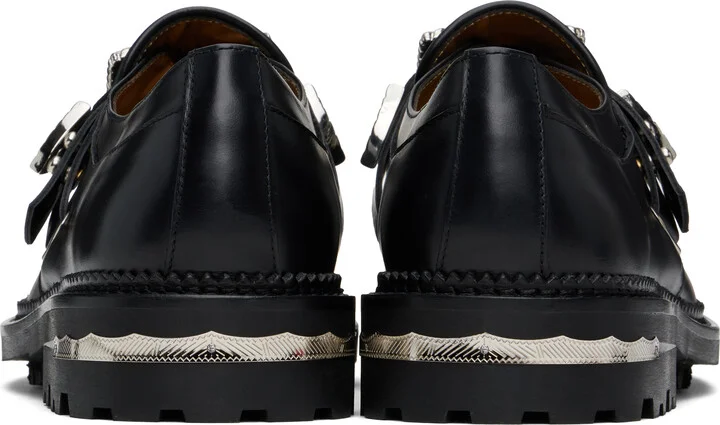 Toga Virilis SSENSE Exclusive Black Hard Leather Monkstraps - Image 2