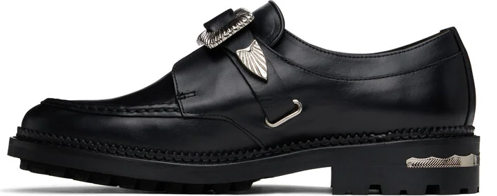 Toga Virilis SSENSE Exclusive Black Hard Leather Monkstraps - Image 3