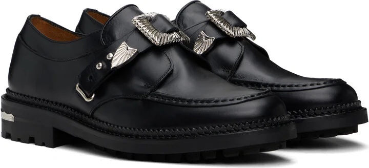 Toga Virilis SSENSE Exclusive Black Hard Leather Monkstraps - Image 4