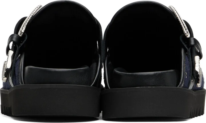 Toga Virilis SSENSE Exclusive Black & Navy Eyelet Metal Sabot Loafers - Image 2