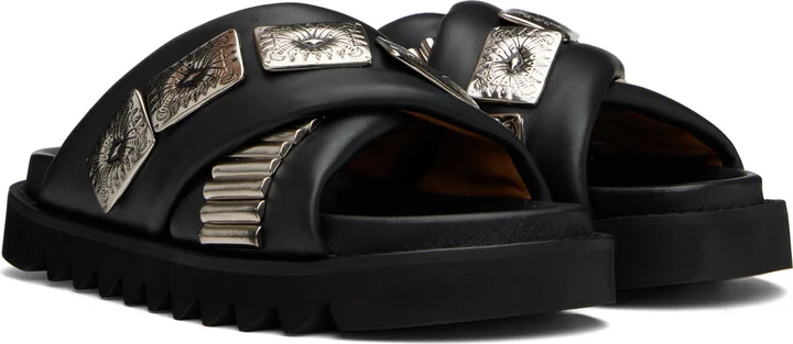Toga Virilis SSENSE Exclusive Black Padded Leather Sandals - Image 4