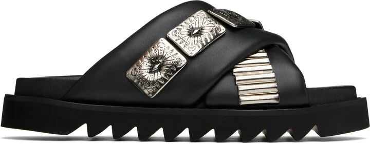 Toga Virilis SSENSE Exclusive Black Padded Leather Sandals