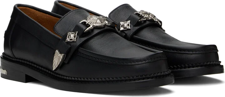 Toga Virilis SSENSE Exclusive Black Saffiano Leather Loafers - Image 4