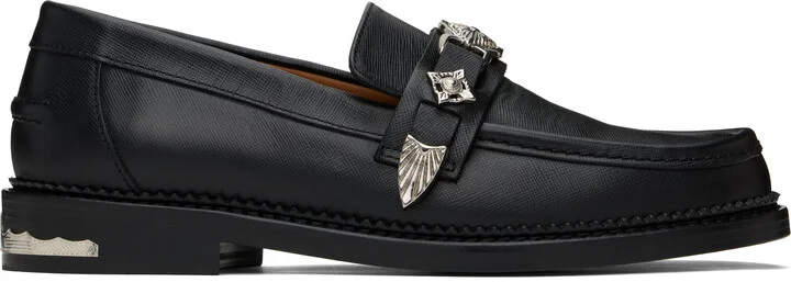 Toga Virilis SSENSE Exclusive Black Saffiano Leather Loafers
