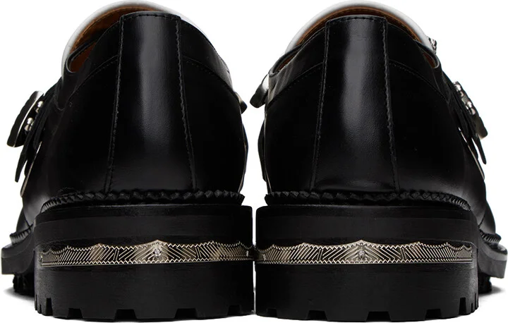 Toga Virilis SSENSE Exclusive Black & White Hard Leather Monkstraps - Image 2