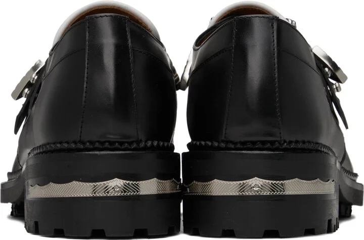 Toga Virilis SSENSE Exclusive Black & White Hard Leather Monkstraps - Image 2