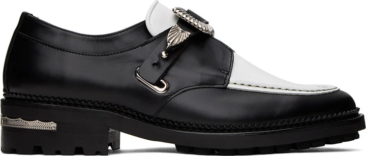 Toga Virilis SSENSE Exclusive Black & White Hard Leather Monkstraps