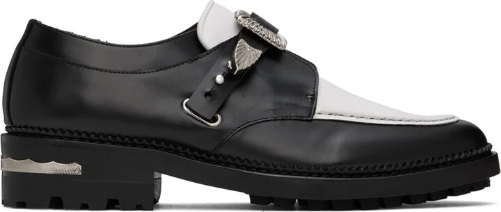 Toga Virilis SSENSE Exclusive Black & White Hard Leather Monkstraps