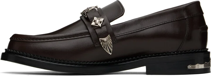 Toga Virilis SSENSE Exclusive Brown Metal Loafers - Image 3