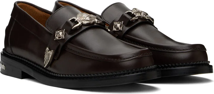 Toga Virilis SSENSE Exclusive Brown Metal Loafers - Image 4