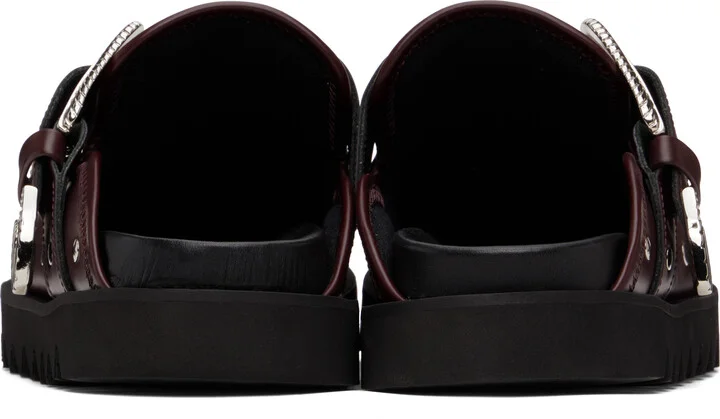 Toga Virilis SSENSE Exclusive Burgundy Eyelet Metal Sabot Slip-on Loafers - Image 2