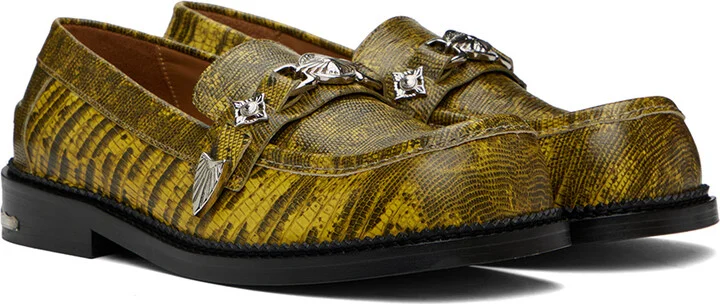Toga Virilis Yellow Croc-Embossed Loafers - Image 4