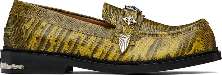 Toga Virilis Yellow Croc-Embossed Loafers