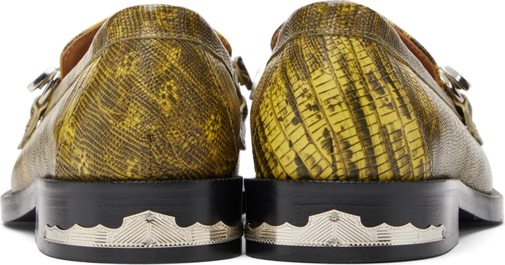 Toga Virilis Yellow Snake-Embossed Loafers - Image 2