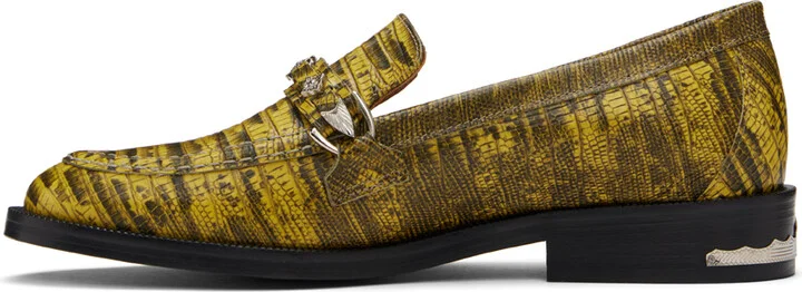 Toga Virilis Yellow Snake-Embossed Loafers - Image 3