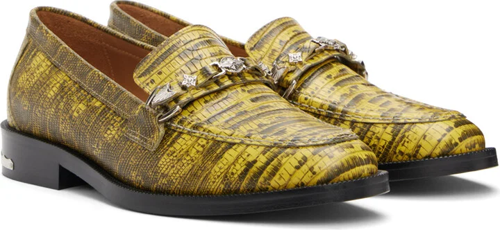Toga Virilis Yellow Snake-Embossed Loafers - Image 4