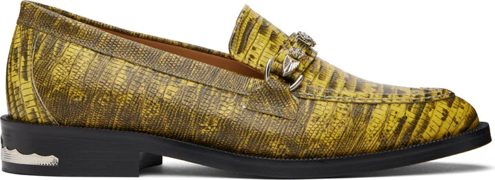 Toga Virilis Yellow Snake-Embossed Loafers