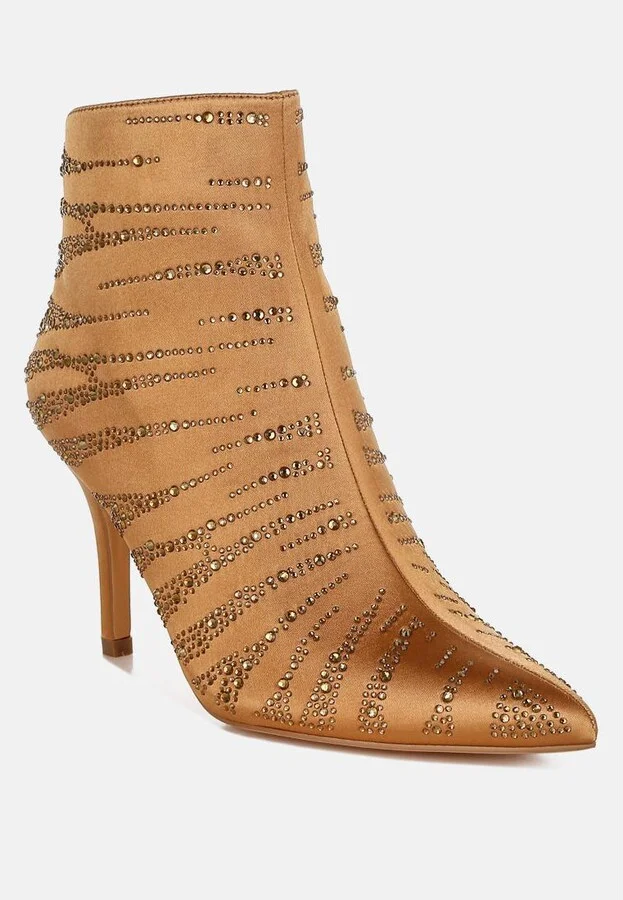 Toget Satin Rhinestone Ankle Party Boots - Image 2