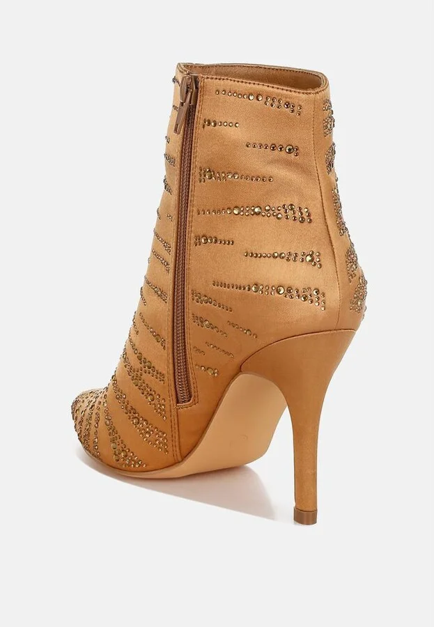 Toget Satin Rhinestone Ankle Party Boots - Image 3