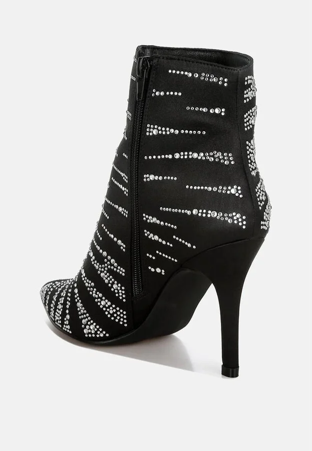 Toget Satin Rhinestone Ankle Party Boots - Image 5