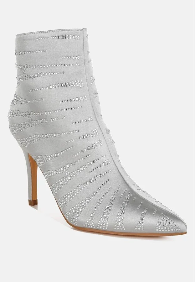 Toget Satin Rhinestone Ankle Party Boots - Image 6