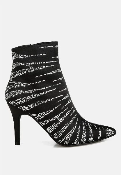 Toget Satin Rhinestone Ankle Party Boots Women - Image 2