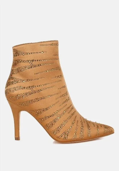 Toget Satin Rhinestone Ankle Party Boots Women - Image 3