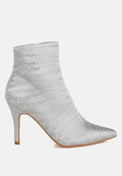 Toget Satin Rhinestone Ankle Party Boots Women - Image 4