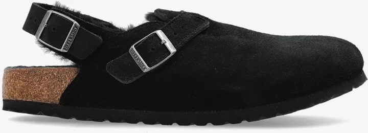 Tokio Shearling Buckled Suede Clogs