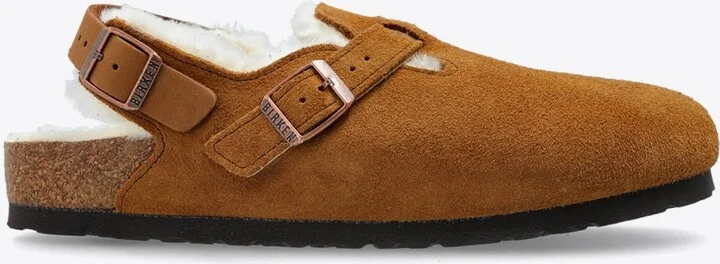 Tokio Shearling Buckled Suede Clogs
