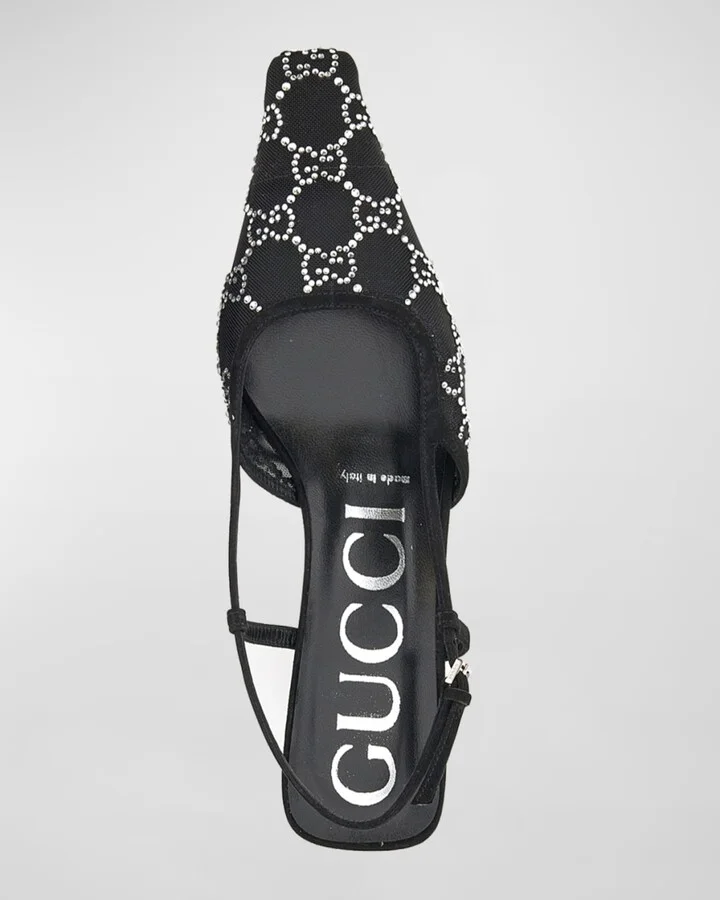 Tom Crystal GG Mesh Slingback Pumps - Image 3